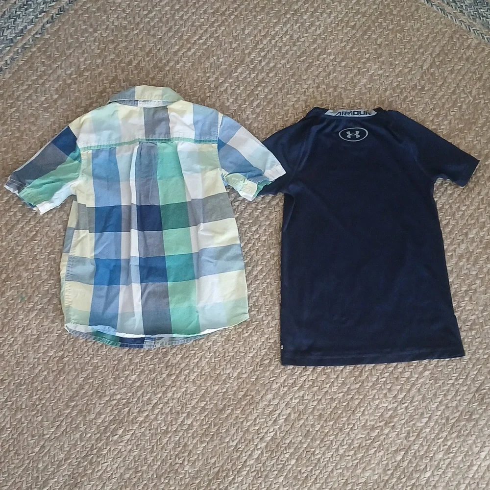 Carter's & Under Armor Boys Size 5T/YXS Plaid & Blue Shirts - Picture 4 of 8